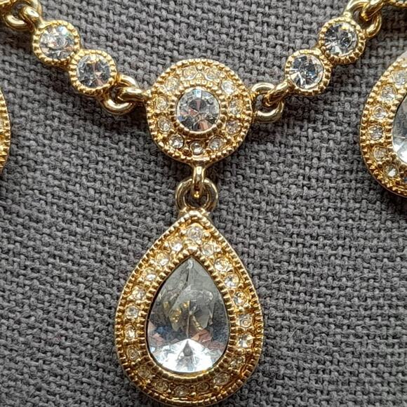 Carolee Rhinestone Pendant Necklace, Light Green Clear Rhinestones, 17 1/2 Inch - Picture 4 of 9